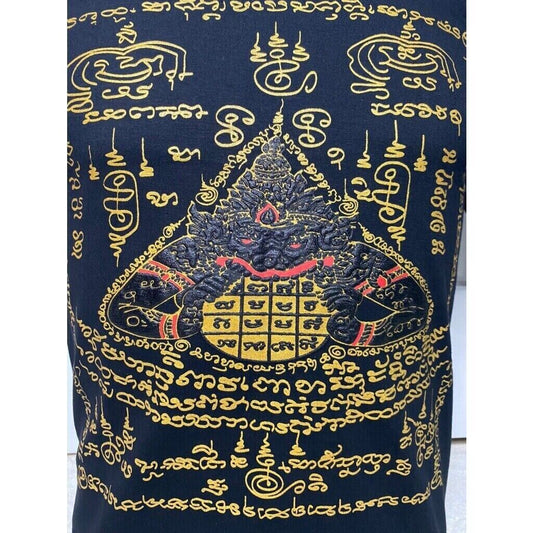T Shirt Mantra Phra Rahu Giant Talisman Cloth Sak Thai Amulet Yant Muay Size XL