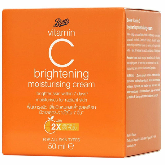 Boots Vitamin C Brightening Moisturising Day Cream Whitening Skin Dark Spot 50ml