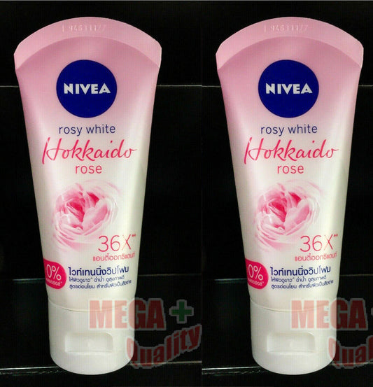 2 x Nivea Rosy White Hokkaido Rose Whitening Whip Foam 36X Deep Cleansing 50ml
