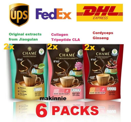 6X CHAME Sye Coffee Pack Healthy Coffee Collagen Cordyceps Korean Ginseng