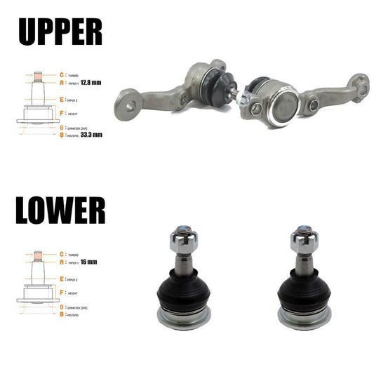 4 PCs Ball Joint Upper Lower For Toyota Mark II (GX90) 1992-1996 Sedan