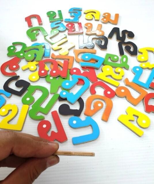 Wooden Magnet Thai Consonants 44 Letters ¡-Î Set To Learn Practice Thai Fun Toy