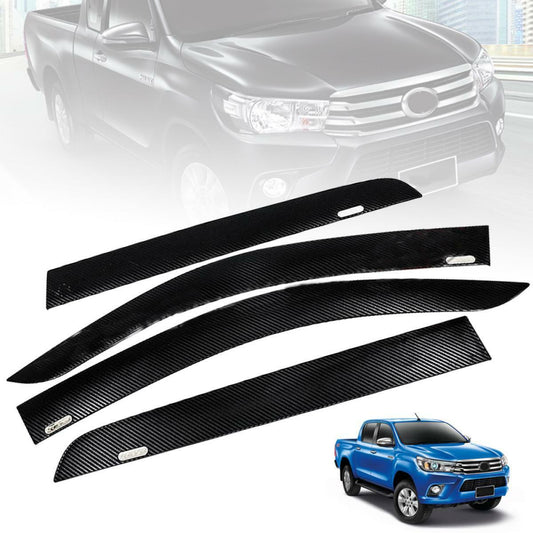 Rain Visor Weather Guard 4 Doors Carbon Fit Toyota Hilux M70 M80 2015-18