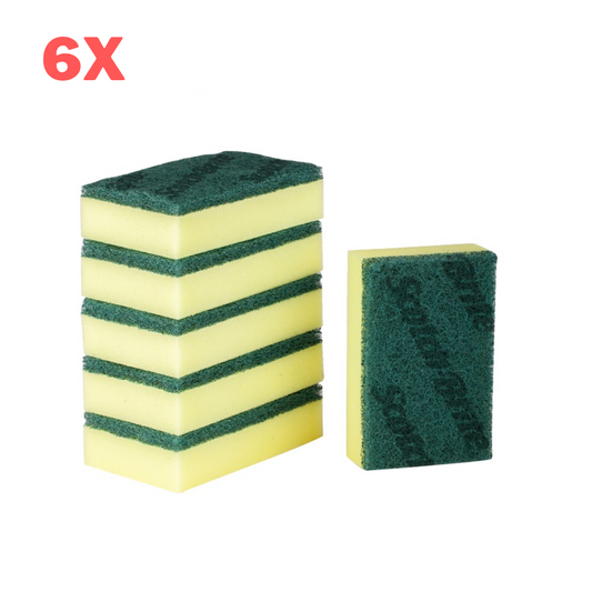 6x Scotch Brite 3M Sponge Scrub Scourer 3X4 Inch General Duty Cleaner Authentic