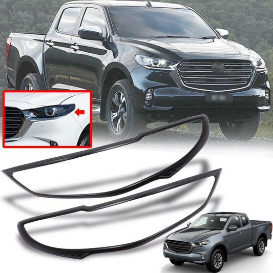 Cover Head Light Front Lamp Matt Black For Mazda BT-50 BT50 Pickup Ute 2020-2021
