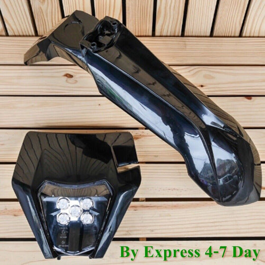 Windshield Mask Fender Kawasaki KTM With LED light Body Frame Front White Black