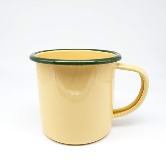 Vintage Enamel Mug Cup Camping Coffee Tea Yellow Outdoor Gift Home Picnic 9cm