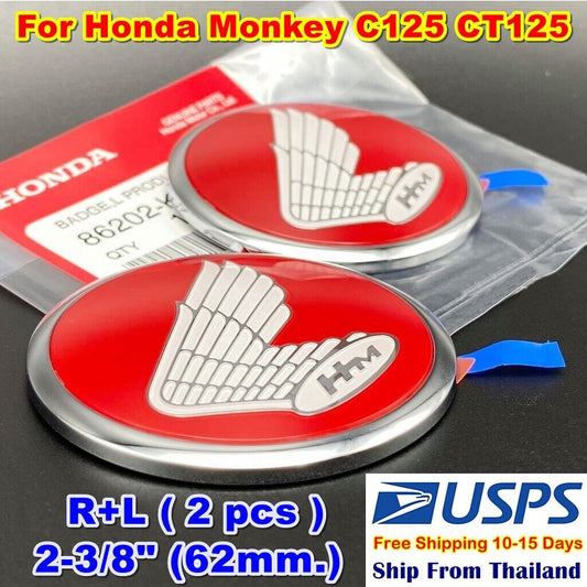 L01 Wing Logo For Honda Monkey C125 Ct125 Metal Brushed Aluminum Sticker 2-3/8"