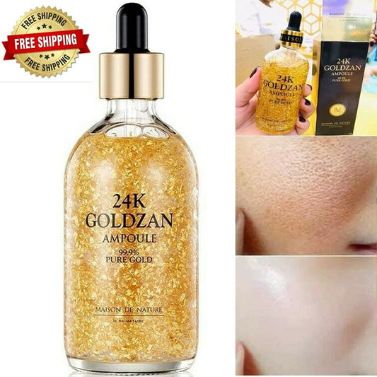 24K GOLDZAN AMPOULE 99.9% Pure Gold Serum Reduce Freckles Firmer Tighten Pores