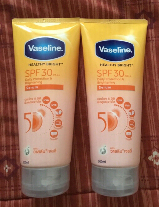 2 x Vaseline Healthy White 50 X Instant Fair Serum Whitening Body Lotion 200ml.