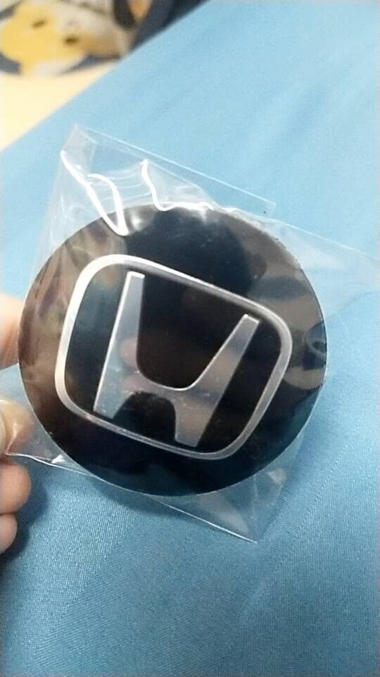 64mm X 4pcs Black H Stickers Abs Plastic Reflect Logo Emblem Wheels Center Caps