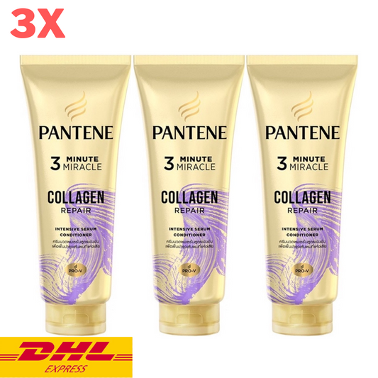 3x Pantene 3 Minute Miracle Collagen Repair Serum Hair Conditioner Pro-V 270 ml