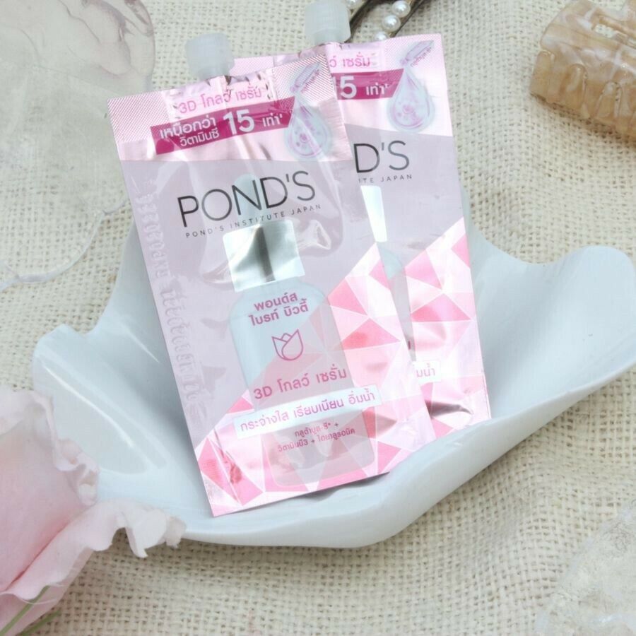 6x Pond's Bright Beauty 3D Glow Serum Gluta & Hya Whitening for Face Skin 7.5 g