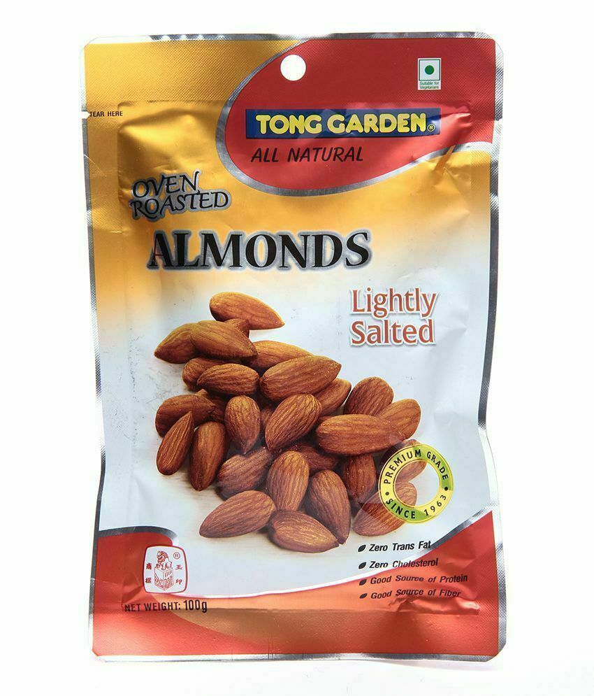 TONG GARDEN ALL NATURAL OVEN ROASTED ALMAONDS Lightly Salted Snacks 100g