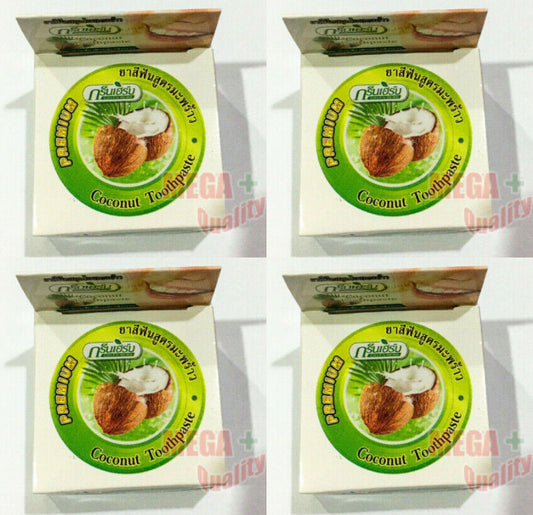 4 x Herbal Clove Toothpaste Coconut Oil Whitening Mint Teeth Anti-Bacteria 10g.