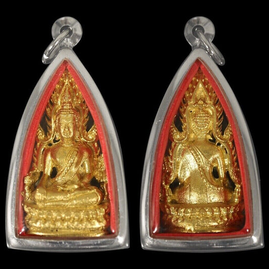 Phra Buddha Chinnarat Brass Statue Stainless Case Pendant Thai Amulet Talisman