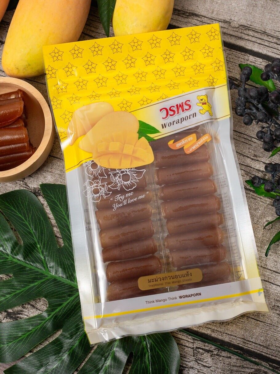 10x Mango Dried Sheet Rolled Chewing Thai Fruit Snack Sweet & Sour