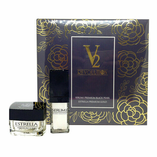 V2 Revolution Premium Black Pearl Estrella Gold Day Cream 30g. Night serum 15ml