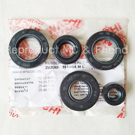 Oil Seal Kit Set New (5 pcs. : 1 set) Fits Suzuki TC100 TS100 (1973-1977)