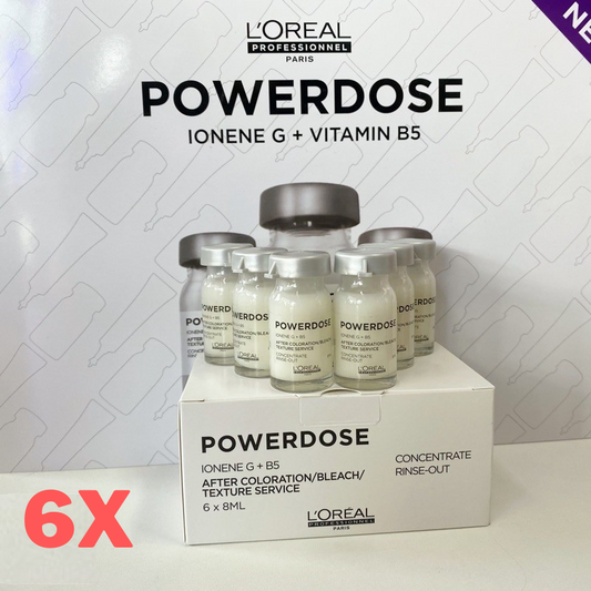 6x L'Oreal Powerdose Hair Treatment Serum Ionene G+B5 after Colorate Bleach 8ml