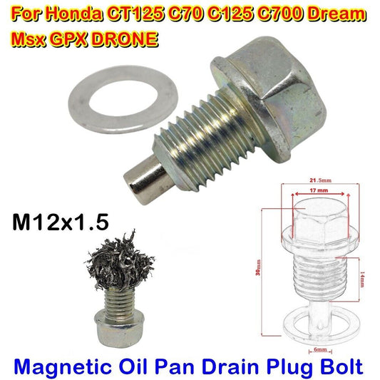 M1 Magnetic Oil Pan Drain Plug Bolt M12x1.5 for Honda CT125 C70 C125 C700 Msx125