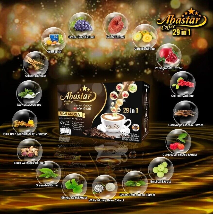 4x Abastar Herbal Coffee Instant Powder Drink Healthy Sugar Free Gluten Free