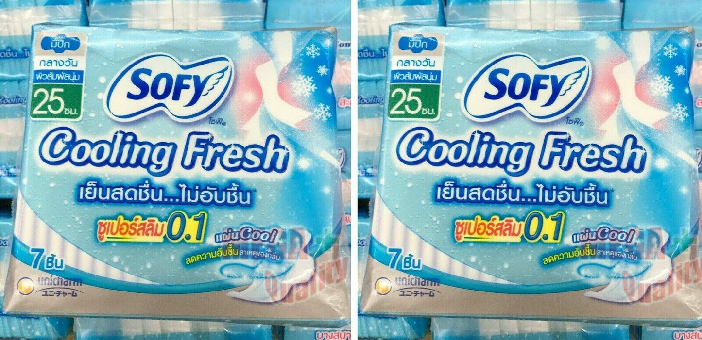 2 x Sanitary Napkins SOFY Health Care Super Slim Cooling Fresh 25cm. 7 pieces