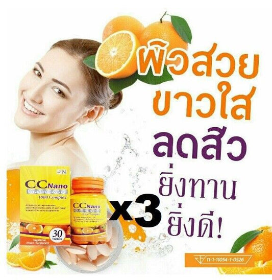 3X 30 tabs CC Nano Vitamin C& Zinc 1000 MG. Clear skin, not shabby well absorbed