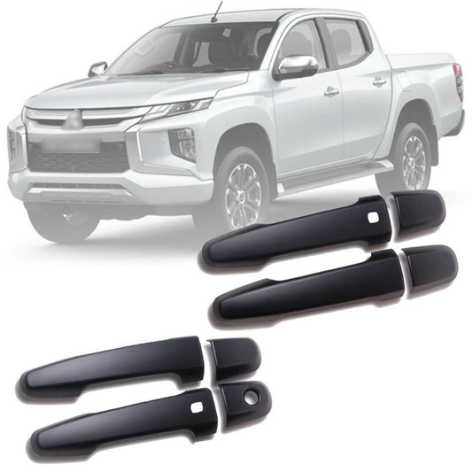 4 Doors Handle Cover Smart Keyless Black For Mitsubishi Triton L200 MR 2019 2020