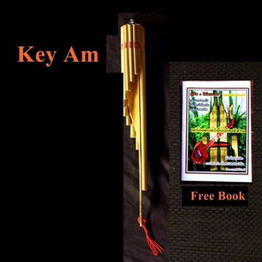 Pan Flute Wote Bamboo Instrument Musical Handmade Panpipe Flute Key AM Free Book