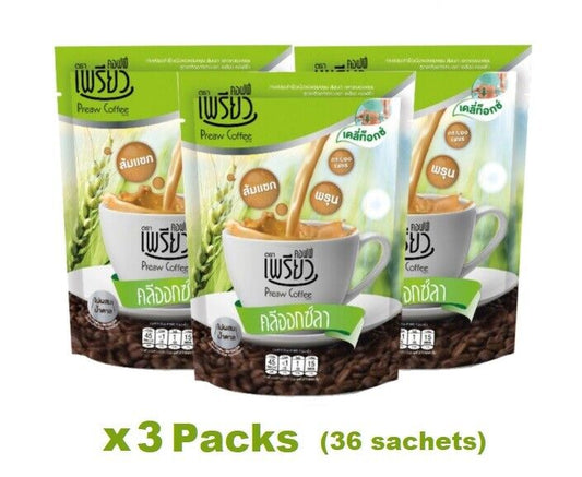 Preaw Coffee Cleoxla Formula High Fiber 0% sugar, low calories Detox 36 sachets