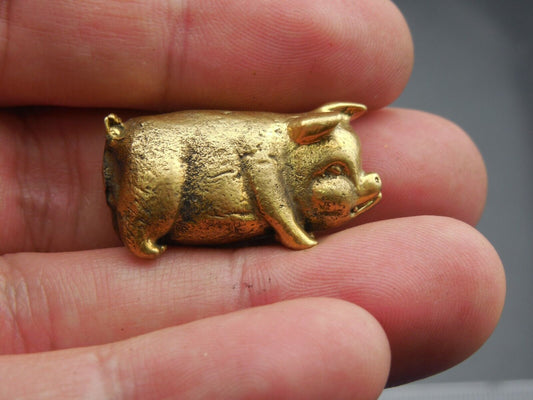 Statue Talisman Pig Lp Thai Amulet Yant Lucky abundance fortune fetish Brass