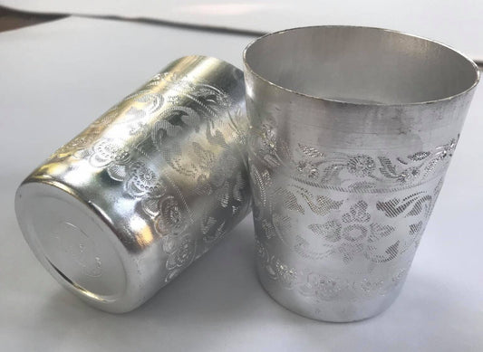 2X Silver Aluminum Cup Mug Drinking Water Thai Restaurant Bar Cocktail Picnic