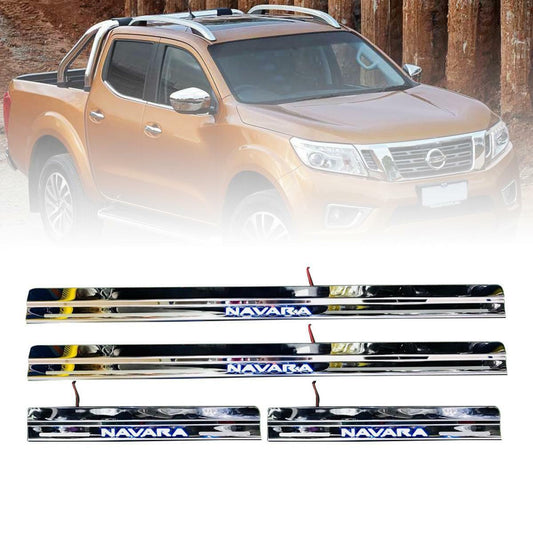 Scuff Plate LED Door Sill Chrome Fit Nissan Navara Frontier NP300 D23 2014-18