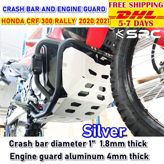 UNDER GUARD SKID PLATE Crash Engine Bar For HONDA CRF 300 RALLY 2020 2021 Silver