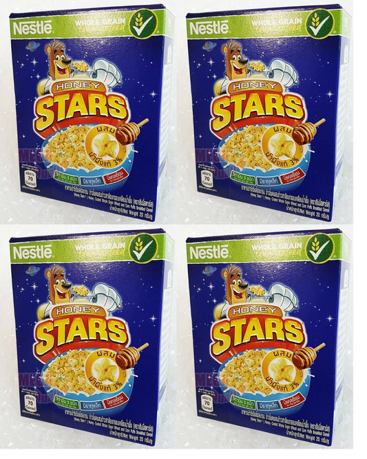 4 x Nestle Honey Stars Cereals Breakfast Food Snack Made With Whole Grain 20 g.