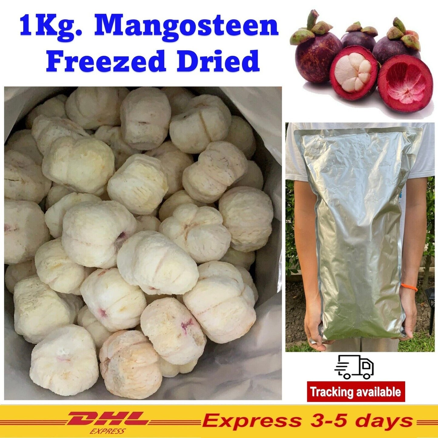 1 kg Mangosteen Freezed Dried Natural Thai Fruit Snack Delicious Yummy DHL