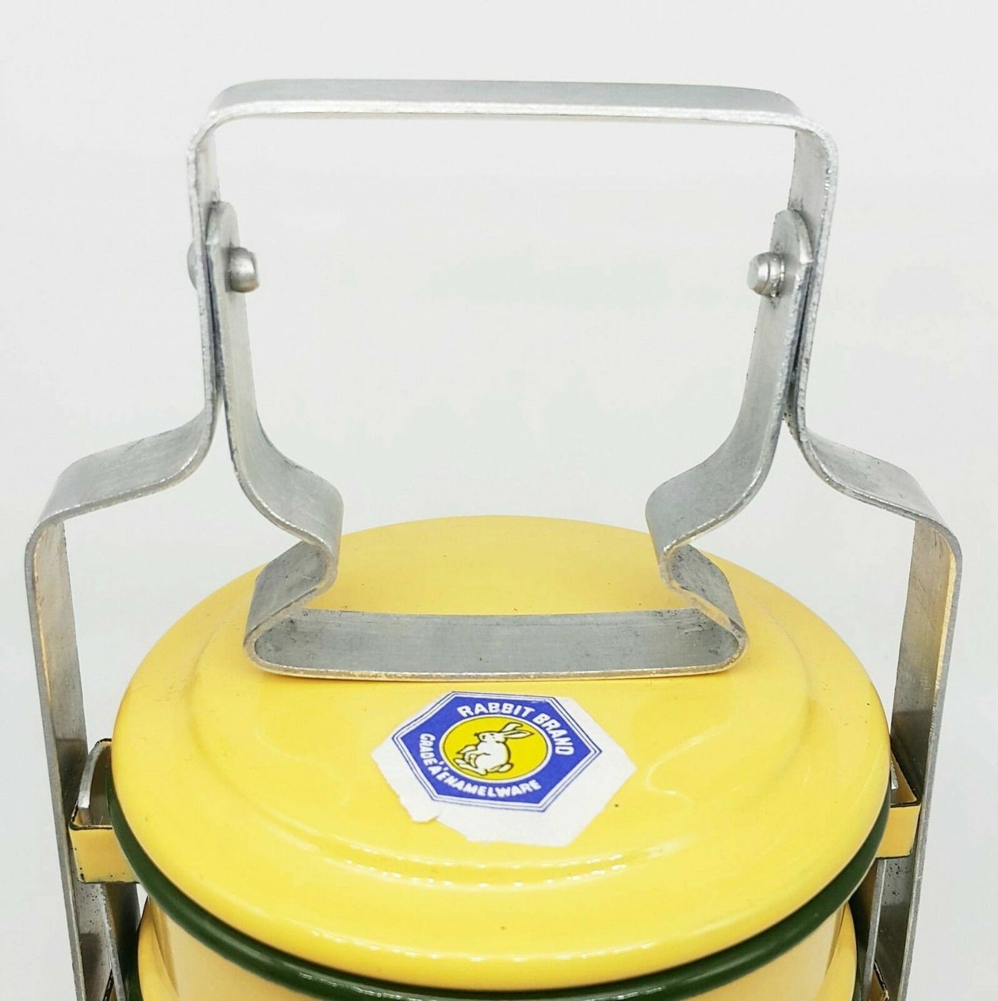 1x Enamel Tiffin Thai Lunch Bento Food Container Carrier Enamelware Pinto Yellow