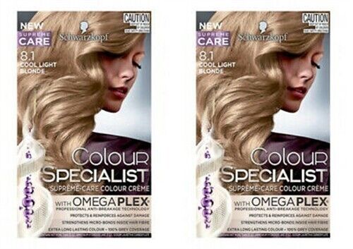 2 x Schwarzkopf Omegaplex Cream Colour SPECIALIST Cool Light Blonde (8.1)