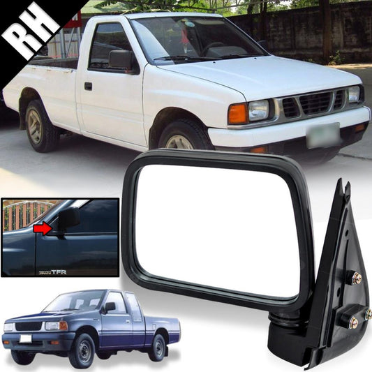Side Wing Mirror Manual Gloss Black RH Right For 1990-97 Isuzu TFR Pickup Truck