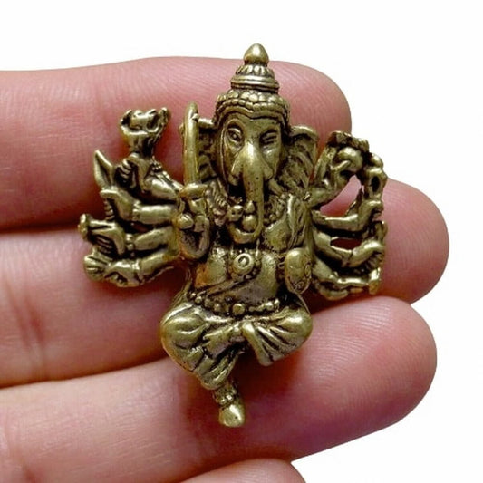 Brass REVENUE LORD GANESHA HINDU GOD Win Achievement GANESH AMULET Wizard FIGURE