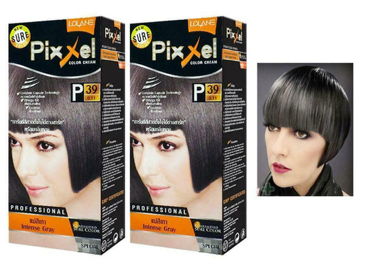 2 x Lolane Pixxel P39 Intense Gray Hair Permanent Dye Color Cream various colors