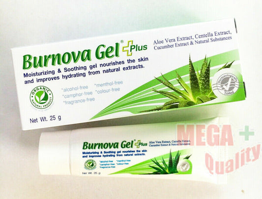 Burnova Gel Plus Aloe Vera Extract Moisturizing Soothing Improves Hydrating 25g