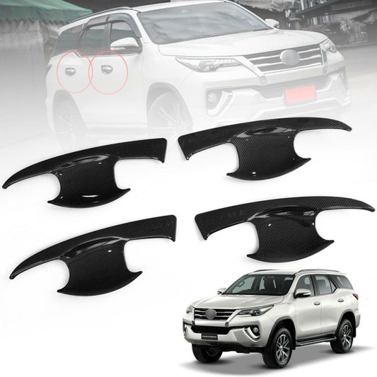 Door Handle Bowl Cover Black Carbon For Toyota Fortuner SW4 SUV 2015 16 17 18