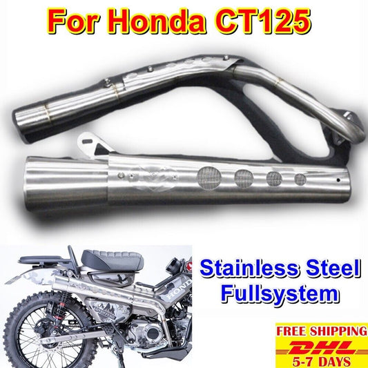E17 Exhaust Full System For Honda Hunter Trail Ct 125 Stainless Steel Pipe New
