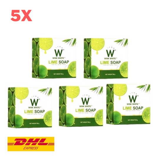 5x Wink White Lime Soap Bar AHA Whitening Skin Face Body Cleansing Nourish 80g