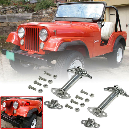 Chrome Hood Catch Latch Kit Pair For Jeep Wrangler CJ CJ5 CJ7 CJ8 YJ 42-95 PAIR