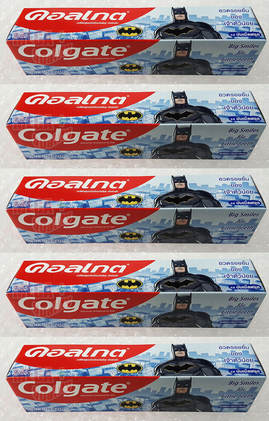 5 x Colgate Junior Bubble Fruit Kids Toothpaste Batman Cavity Protect 40g