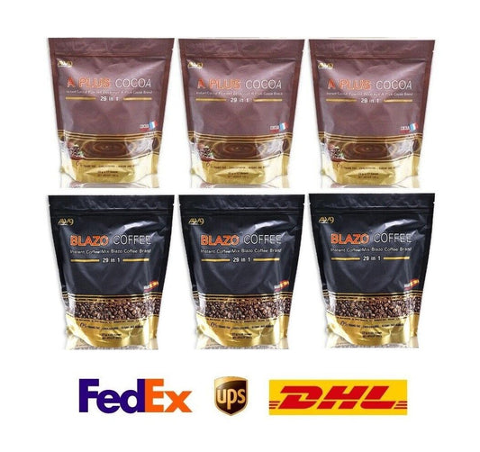 6x BLAZO COFFEE A PLUS COCOA Instant powder 0% Sugar Low Fat Drink Healthy Halal