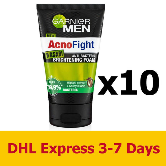 10x100ml Garnier Men Foam Acno Fight WASABI Foam Face wash Acne Oil Control Skin